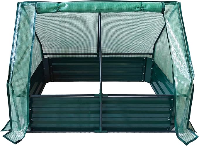 Relaxdays Raised Bed with Greenhouse for Flowers Plants and Vegetables H x W x D: 92 x 125 x 95 cm Garden Plant Bed Green