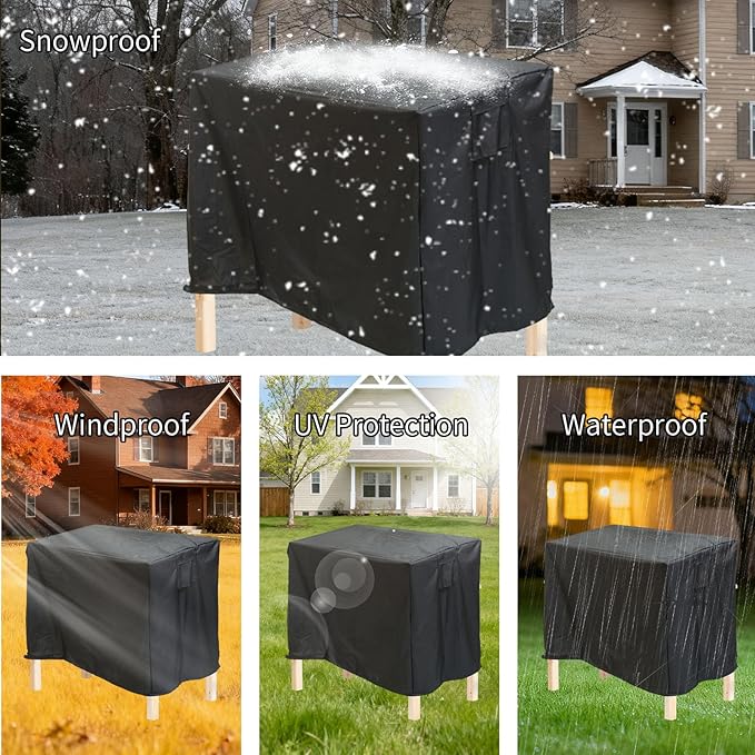 Winter Outdoor Raised Garden Bed Cover 122x78x62cm/48x30x24in 420D Oxford Cloth Waterproof for Elevated Planter Box Stand for Snow Frost &amp Rain Protection (Black Cover Only)