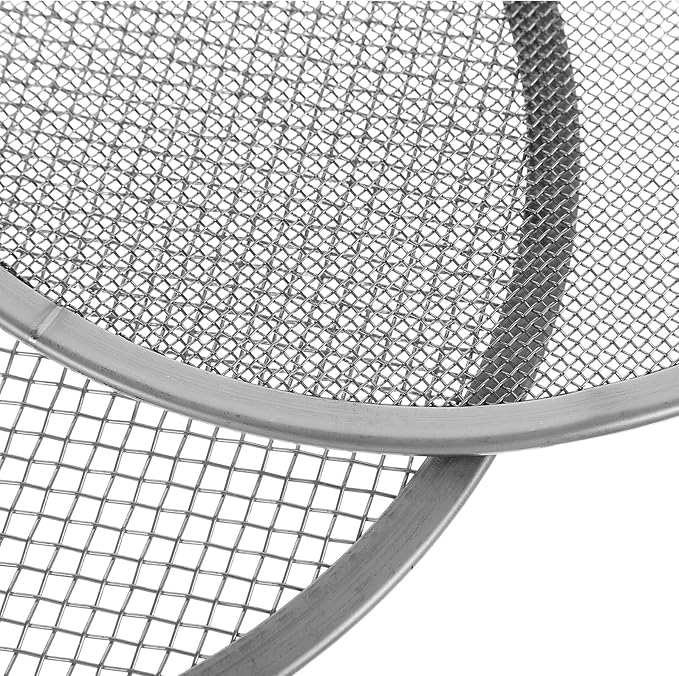 Amosfun Stainless Steel Soil Sifter Set with Shovel – Garden Potting Sieves for Compost Dirt and Rock Filtration – 1mm 3mm 6mm Mesh Screens for Home Gardening and Landscaping