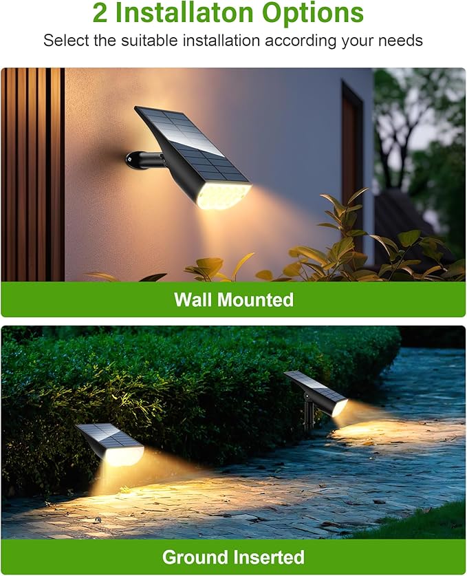 Solar Spot Lights Outdoor Solar Lights Outdoor Waterproof IP65 3 Brightness Modes Dusk to Dawn Landscape Spotlights for Yard Garden Pathway Tree Decoration Warm White 5 Pack