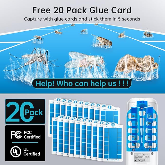 Fruit Fly Traps Indoor for Home: Plug in Mosquito Bug Zapper Gnat Moth Catcher with 9W Night UV Light 2 Devices 20 Sticky Glue Board Refills for Indoors Flying Insect Trap