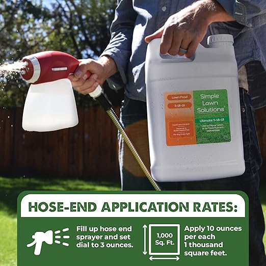 Ultimate 3-18-18 NPK- Lawn Food Liquid Fertilizer- Easy to Use Concentrated Spray- Any Grass Type- Summer &amp Fall Nutrients- Simple Lawn Solutions - Turf Hardiness &amp Root Vigor (2.5 Gallon)