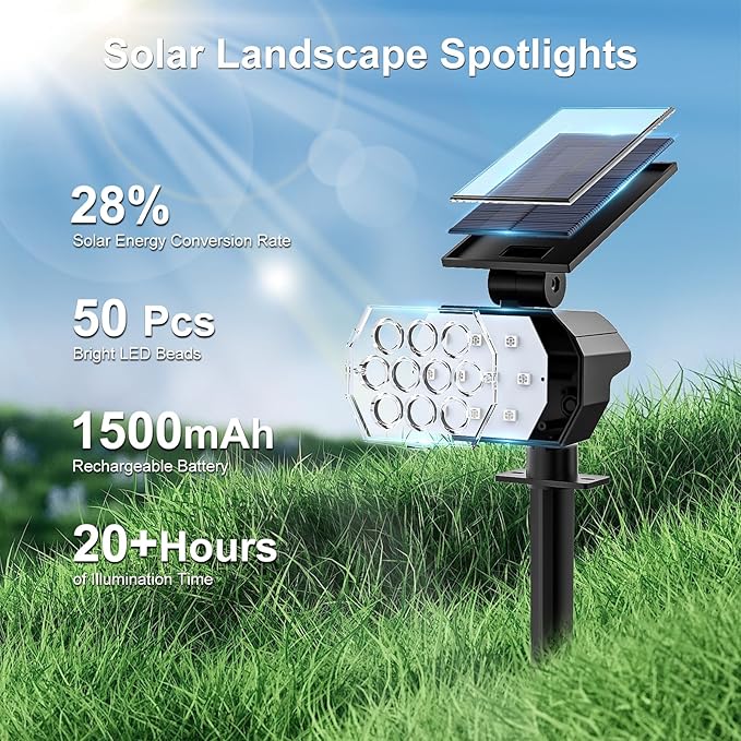 Solar Spot Lights Outdoor Color Changing [7 Modes/8 Pack] Christmas IP67 Waterproof Landscape Spotlights Dusk to Dawn Solar Powered Security Light for Patio Gate Walkway Pool Garden Yard Driveway
