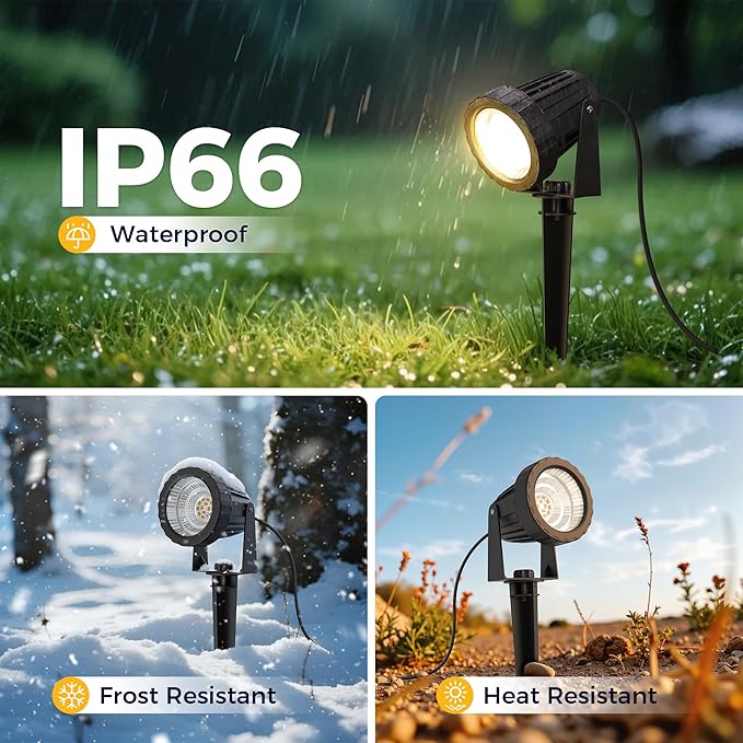 L LOHAS LED 12W Dusk to Dawn Outdoor Lighting Auto On/Off 3000K Landscape Outdoor Spotlight IP66 Waterproof Plug in Spot Lights for Yard Garden House Pathway Plant(2 Pack)