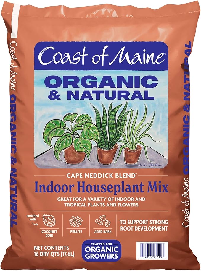 Coast of Maine (16qt) Cape Neddick Blend Organic and Natural Indoor Houseplant Mix Great for Indoor and Tropical Plants and Flowers