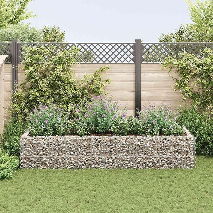Galvanized Steel Gabion Raised Bed Planter 270x90x50 cm Silver High Stability &amp Load Capacity