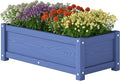 HDPE Planter Box All-Weather Outdoor Garden Bed Easy to Assemble Drainage System Low Maintenance Non-Fading for Flower/Herb/Seed (Navy)