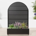 Casaphoria Raised Garden Bed Metal Planter Box with Trellis 72x47x16 for Outdoor Climbing Plants Flowers Vegetables and Vines Privacy Screen with Wheels and Drainage Holes(Black Vertical)
