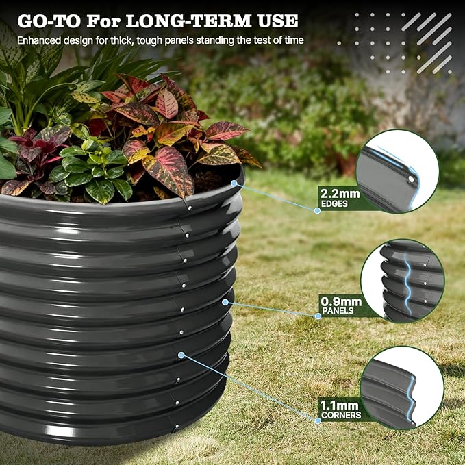 A ANLEOLIFE 30 Extra Tall Galvanized Raised Garden Beds Outdoor 10x3x2.5ft Large Oval Metal Planter Boxes for Planting Vegetables Flowers Fruits Eco-Safe &amp Easy Setup Quartz Grey