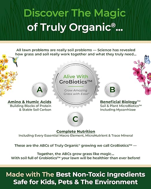 Organic Plant Magic - Truly Organic™ Slow Release Granular Lawn Fertilizer: Best Fertilizer for Grass Bermuda St. Augustine &amp Yard Care - Granules (20 Lb)