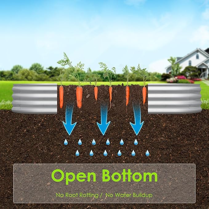 Raised Garden BedGalvanized Planter Boxes OutdoorOval Large Metal Garden Bed Planter Box for Vegetables