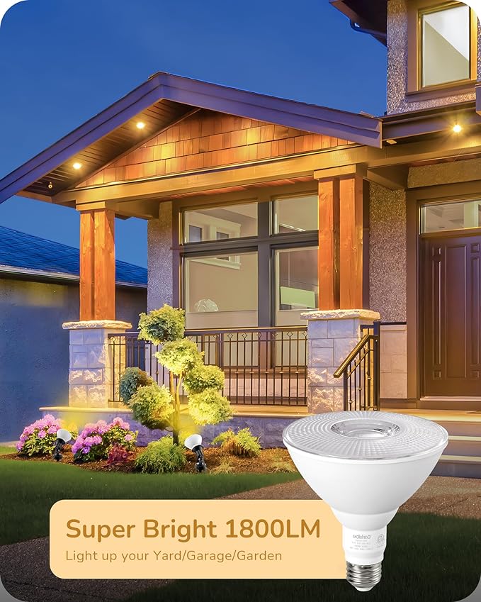 EDISHINE 120V Spotlights Outdoor Plug in Outdoor Flood Stake Lights Waterproof Landscape Lights Socket LED PAR38 Flood Light Bulb 2 Pack Dimmable Light Bulb E26 3000K