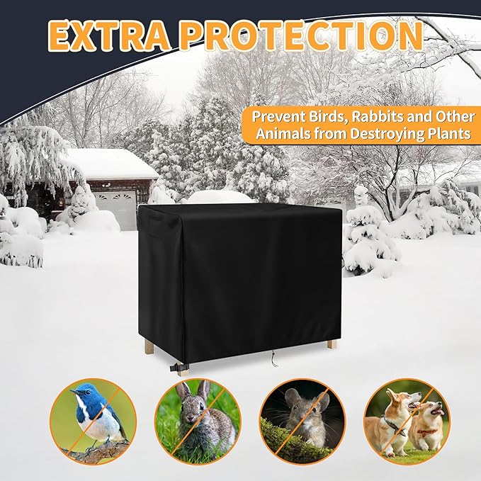 Rectangular Plant Box Cover with Drawstring Outdoor Raised Garden Bed Cover for Plant Freeze Protection Reusable Winter Frost Cover for Planter Beds-48 x 24 x 30 inch