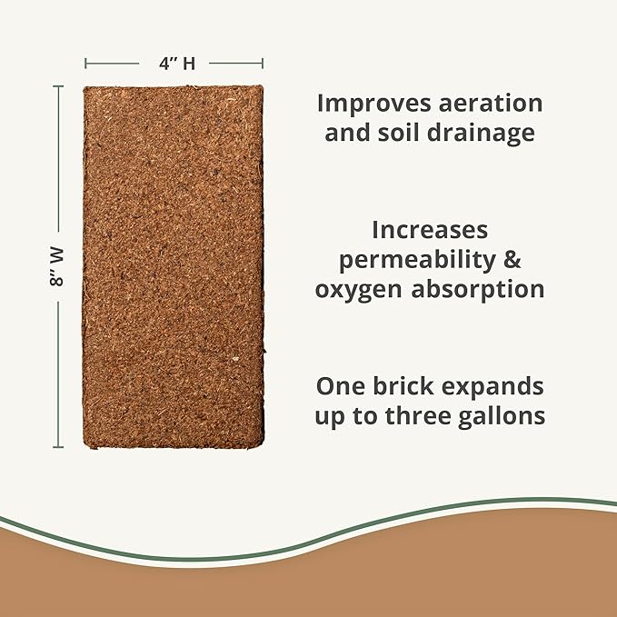 Coco Coir 650gm Bricks (6-Pack) + Worm Bliss (8 Qts) - Organic Coco Coir for Plants &amp Worm Castings for Plants - Coconut Coir Bricks - Earthworm Castings Worm Fertilizer - Garden Soil Potting Mix