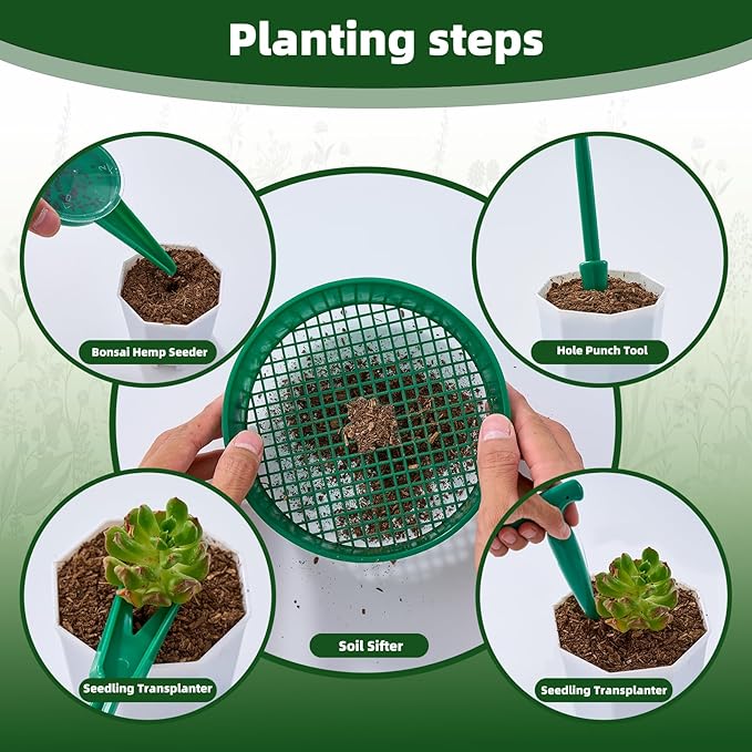 18-Piece Gardening Kit with Bonsai Tools Succulent &amp Herb Planting Set Pruning Shears Seed Trays Waterproof Mat – Durable BPA-Free Indoor &amp Outdoor Garden Tool Set Gift