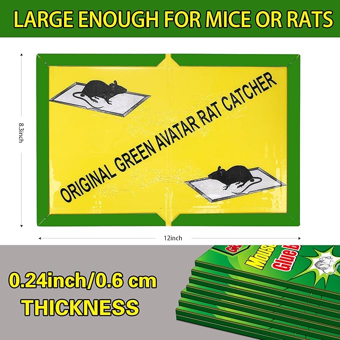 Ezoon 24 Pack Large Mouse Glue Traps with Enhanced Stickiness Sticky Rat Snake Mouse Traps Pad Board for House Indoor Outdoor Easy to Set Extra Large (8.3 x 12)