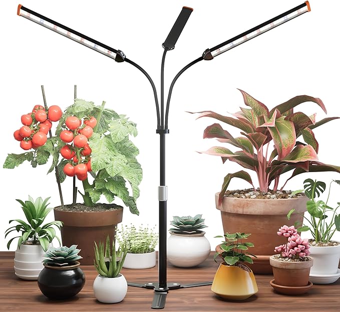 GooingTop Grow Light for Indoor Plants5000K Full Spectrum Growing Plant Lamp with White Red Blue LED for Pots Succulents Seed StartingHeight Adjustable 10-32'' with Optional Dimming &amp Timer
