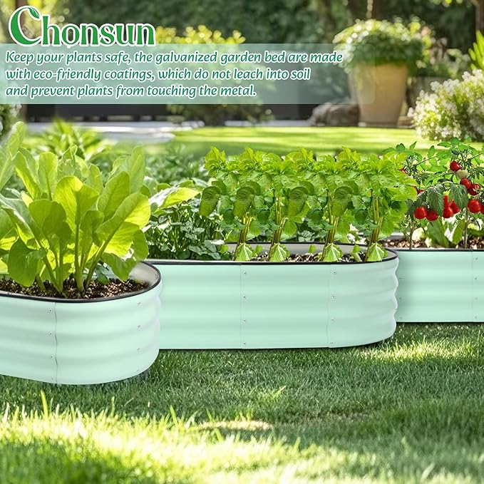 Galvanized Raised Garden Bed Kits Outdoor Metal Raised Planter Bed for Vegetables Flowers Ground Planter Box-Olive Green 46.5 x 23.6 x 11.8 in