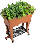 EarthBox Raised Garden Bed with Legs – Elevated Self Watering Planter Box with Wheels Storage Shelf Premium Plant Food Easy Assembly Made in USA Terra
