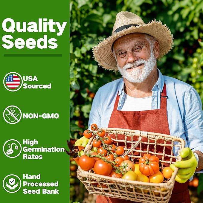 Lush&ampDew Year-Round USDA Zone 6 Heirloom Survival Seed Kit 32 Varieties 30000+ Non-GMO Seeds for Planting Vegetables Herbs Gardening Gifts for Women Men Raised Beds Indoor Outdoor Home Garden