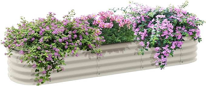 DIY Galvanized Steel Elevated Garden Bed Modular Metal Raised Planter for Flowers Herbs &amp Vegetables (6.4' x 2')