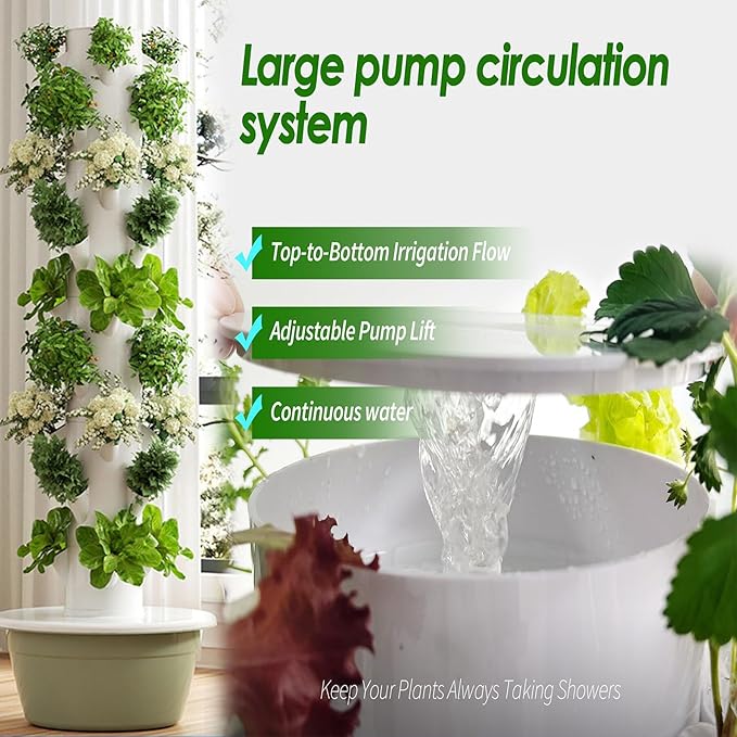 5/7/9 Tier Outdoor Indoor Hydroponic Grow Kit Hydroponics Growing System Tower with LED Grow Light for Gardening Lover5Tier (with Light)