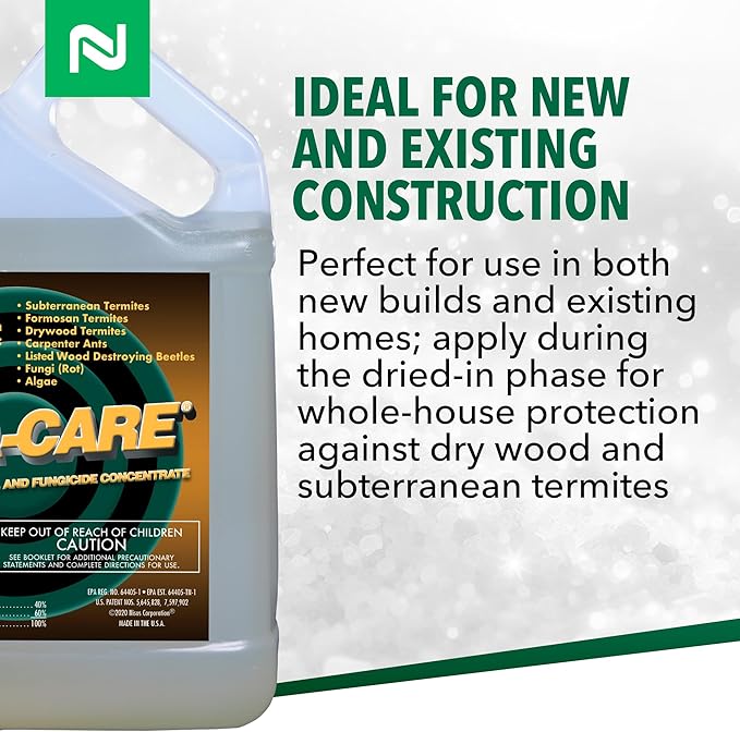 Bora-Care Termiticide Insecticide and Fungicide Concentrate Wood Treatment for Termite and Beetle Prevention 1 Gallon