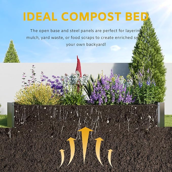 Metal Galvanized Raised Garden Bed Kit 6 x 3 x 1 ft Galvanized Steel Raised Garden Planter Box Outdoor with Open Base for Growing Vegetables/Flowers/Herbs/Fruits/Succulents Rectangle Black