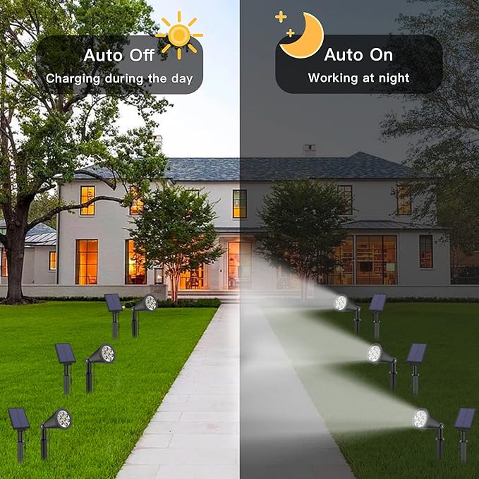 MEIHONG Solar Spot Lights for Outside Waterproof Solar Spot Lights Dusk to Dawn Solar Landscape Lights Solar Powered Lights for Garden Porch Walkway Patio (2 Pack)