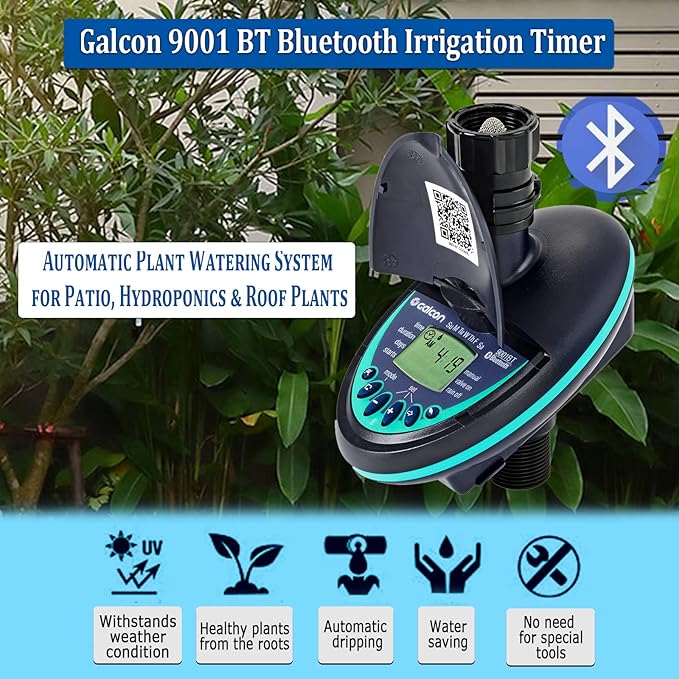 Galcon Balcony kit 9001BT Bluetooth Irrigation for Containers and Hanging Flowers Baskets Automatic Plant Watering System for Patio Balconies Hydroponics &amp Roof Plants Water Saving Drip-Feed