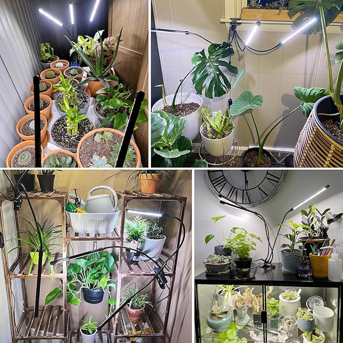 wolezek Grow Lights for Indoor Plants 2 Pack 6000K Full Spectrum Plant Lights Indoor White LED Plant Growing Lamp with Auto ON &amp Off Timer 6/12/16H 3 Modes 5-Level Dimmable Brightness