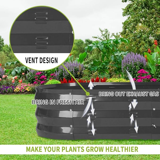 GADI 67-Inch Raised Garden Bed Metal Planter Box for Vegetables and Flowers Large Outdoor Gardening Kit Easy DIY Assembly Weather-Resistant &amp Rust-Proof