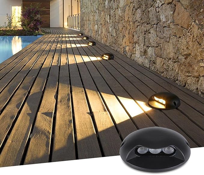LED Underground Light Outdoor Buried Lights IP65 Waterproof 1 Side Lighting Surface Mounted Deck Lights Low Voltage AC/DC12-24V for Garden Path Wall Stair Yard Landscape Spotlight