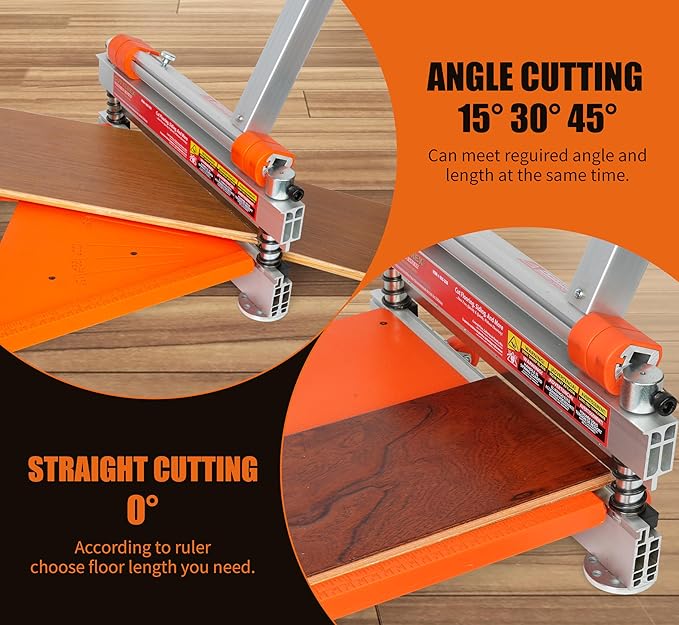 13 Pro.Floor Cutter-No DustNo NoiseNo Electricity. Multi-Angle Cuts for LaminateVinylWood &amp MorePro. ALU Long Leverage HandleLonglife HSS BladeSafe &amp Easy to Use! Orange &amp Wheeled