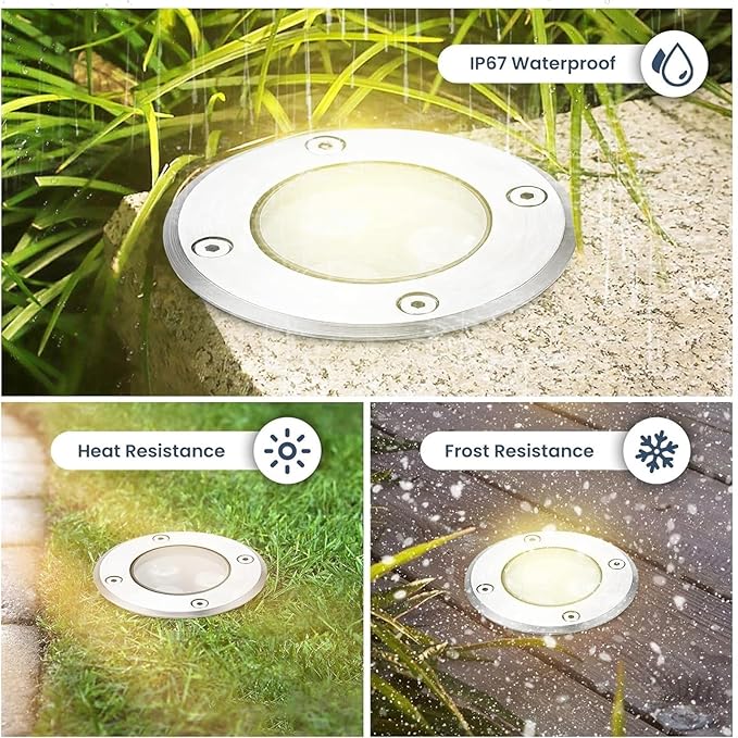 LED Landscape Lights - Outdoor Buried Lights Round Decorative Lighting Light IP67 Waterproof Embedded Led Spot Lights Garden Patio Floor lamp RGB with remotRed-3W
