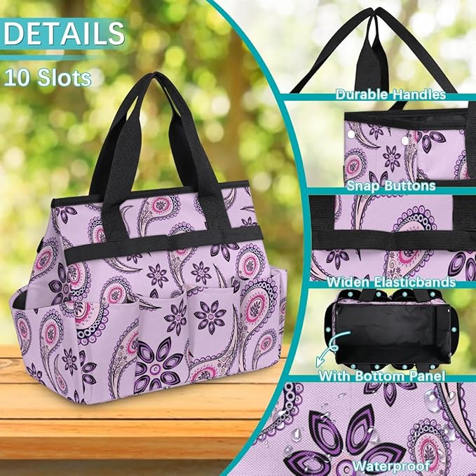 Garden Tool BagPaisley Flower Pattern Gardening Organizer Bag With Pockets Garden Tool Kit Storage Tote for Women Men Garden Tool Set Holder