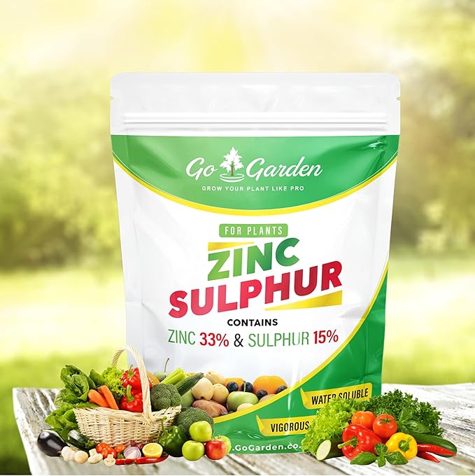 Go Garden Zinc Sulphate (33%) Fertilizers - Boost Plant Growth and Health (Zinc 33% and Sulphur 15%) Micronutrient Fertilizer for All Types of Plants Lawn and Gardening 250 G