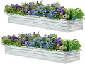 2 Pack 8x2x1FT Galvanized Raised Garden Bed Kit Outdoor Metal Planter Box for Vegetables Bottomless Rectangular Gardening Bed with Support Rods Tool-Free Assembly Silver