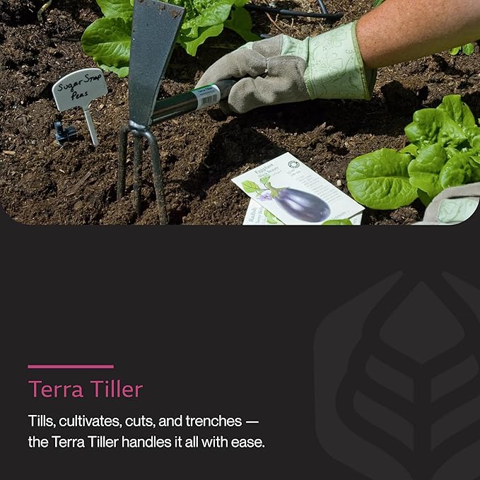 Yard Butler ITT-4T Terra Tiller Hand Cultivator - Essential Gardening Tool for Yardwork - Power-Coated Steel Construction - Comfortable Grip - Long-Lasting - Rust-Resistant