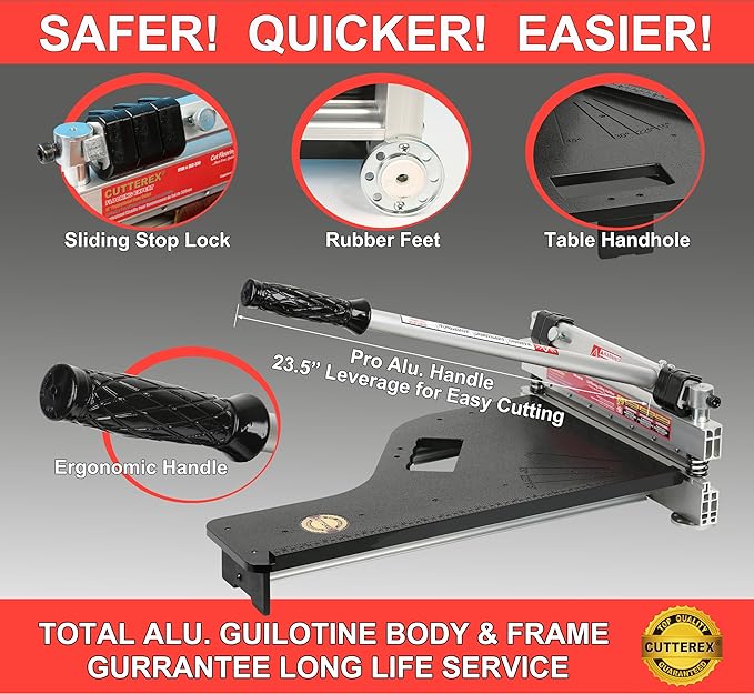 13 Laminate Floor Cutter Vinyl Floor Cutter - Meet Multi-Angle/Length Cutting A Flooring Tool also Cuts-Engineered Wood Floor LVP VCT SPC WPC Long Life HSS Blade Mounted!