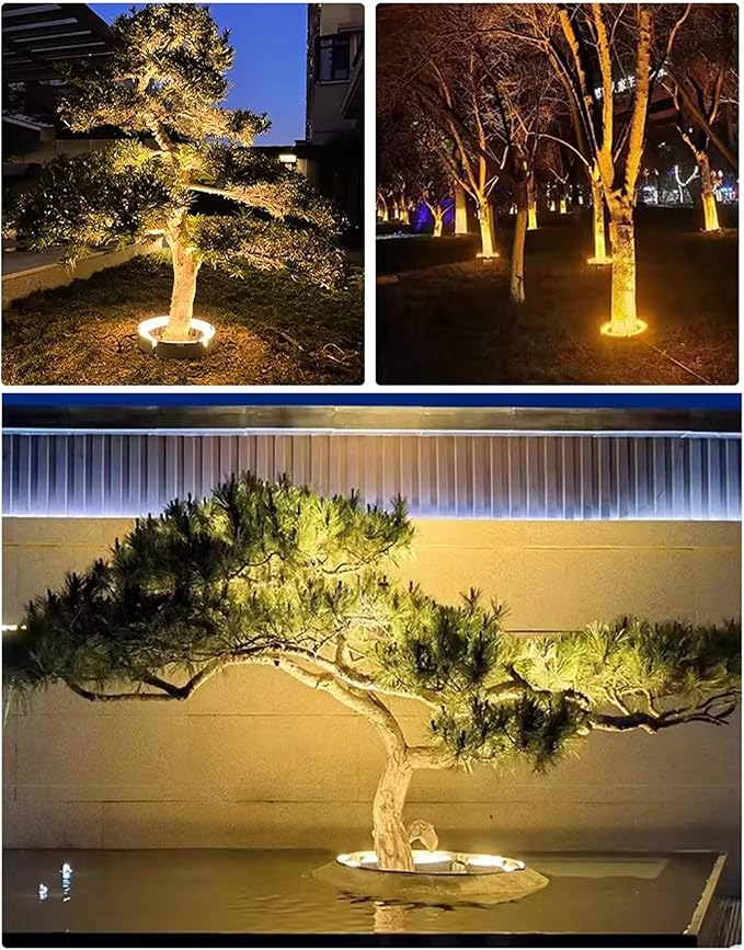 Palm Tree Lights 90-260V/DC24V LED Tree Uplights Die-cast Aluminum Hugger LightsOutdoor for Villa Garden Landscape Lighting(Warm2 lamp Heads)