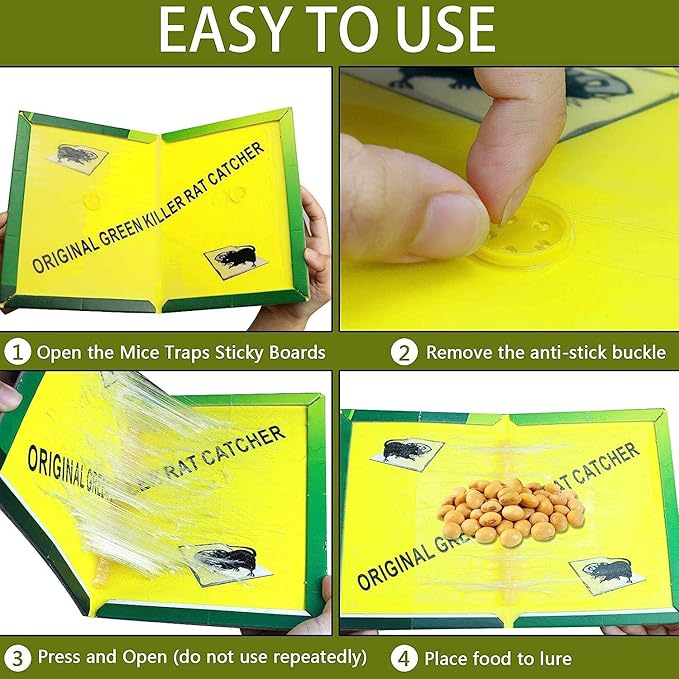 Ezoon 12 Pack Large Mouse Glue Traps with Enhanced Stickiness Rat Snake Sticky Pad Board for House Indoor Outdoor Easy to Set Extra Large (8.3 x 12)