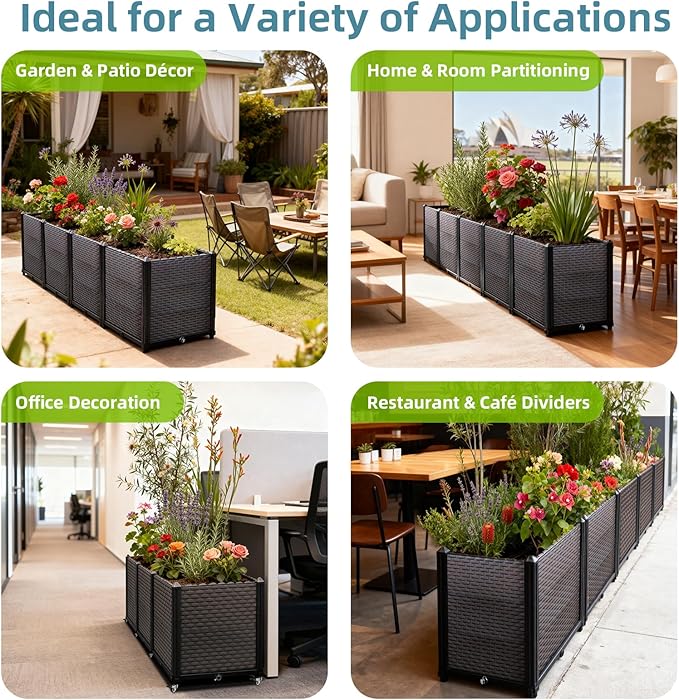 Large Raised Planter Box Outdoor Self Watering 78.7x15.7x19.7 Deep Raised Garden Bed - Elevated Garden Box with Drainage Plug Rectangular Garden Planter Perfect for Patio Balcony Deck