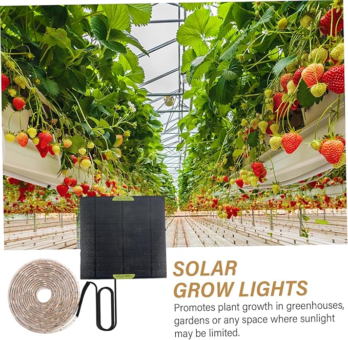 Yeory Solar Powered Grow Lights 16.4ft Plant Light Strip with Solar Panel Full Spectrum Grow Lights Heat Lamp for Outdoor Indoor Garden Greenhouse Supplies