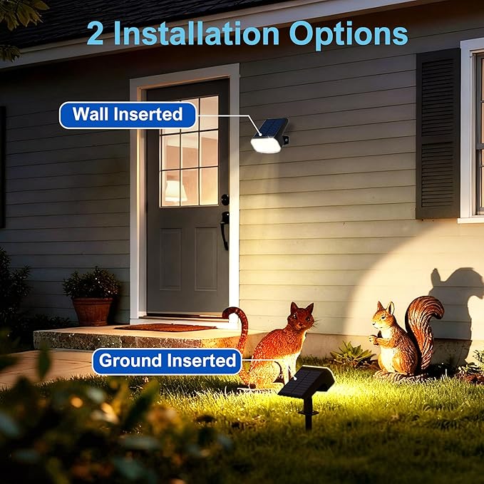 Solar Lights Outdoor Waterproof IP65 Super Bright LED with Lens 3000K 2 Lighting Modes Solar Powered Yard Garden Solar Spot Lights for Outside Landscape Auto On/Off -8 Pack