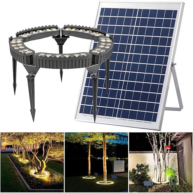 Outdoor Landscape Spotlights Solar Spot Lights Outdoor LED Low Voltage Landscape Tree Ring Lights Lawn Solar Lights Led (Warm White Light Pack of 5)