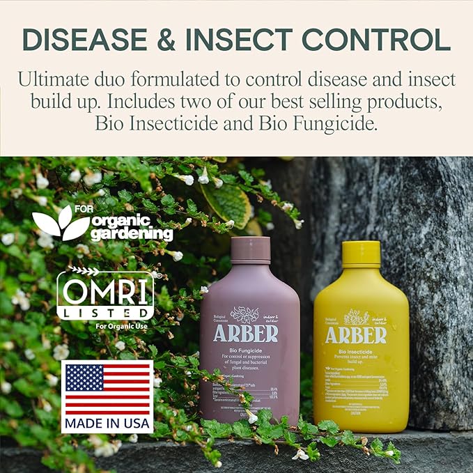 Organic Insecticide &amp Fungicide for Plants — Indoor/Outdoor Protection to Control Powdery Mildew Spider Mites Aphids Whiteflies Fungus Gnats — Safe on Vegetables &amp Lawns — Concentrate Spra