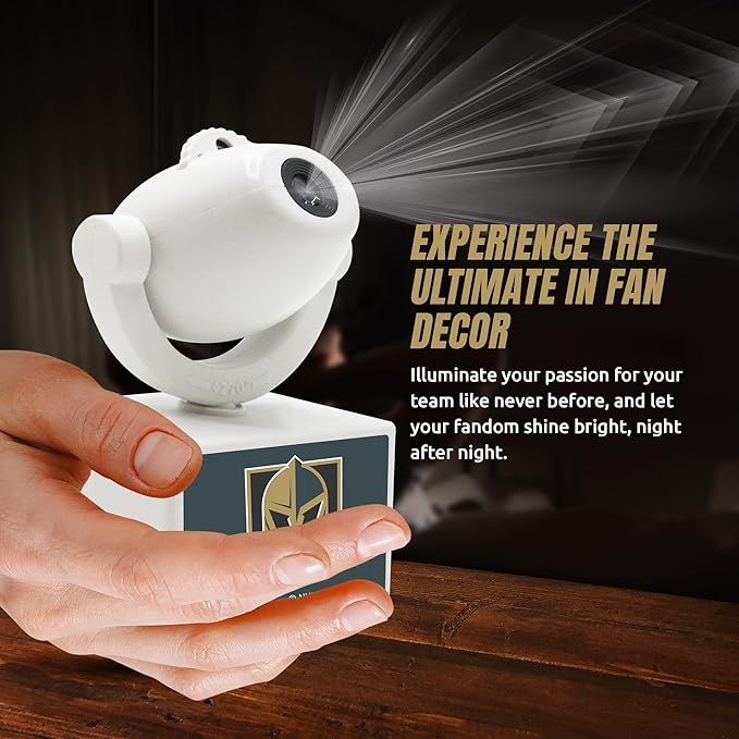 Sporticulture NHL American Hockey Vegas Golden Knights LED Mini Spotlight Projector – 6 Team Logos Portable &amp USB Rechargeable – For Game Day Parties Dorm Rooms &amp More (No Button Batteries R