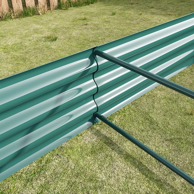 7.6x3.7x0.98FT Metal Raised Bed for Outdoor Flower Planters Vegetables Herb Galvanized Raised Garden Bed Kit Rectangular Large Metal Deep Root Planters with An Open Bottom (Green with 8x4x1ft)
