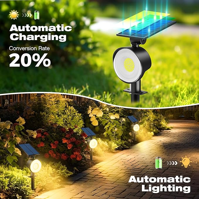 nipify 10 Pack Solar Spot Lights Outdoor Waterproof with 3 Modes Solar Spotlight Light for Outside Yard Landscape Lighting Pathway Lights WallWarm White